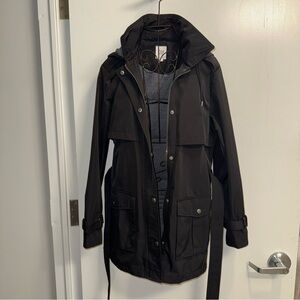 Gap Rain Jacket With Detachable Hood Black